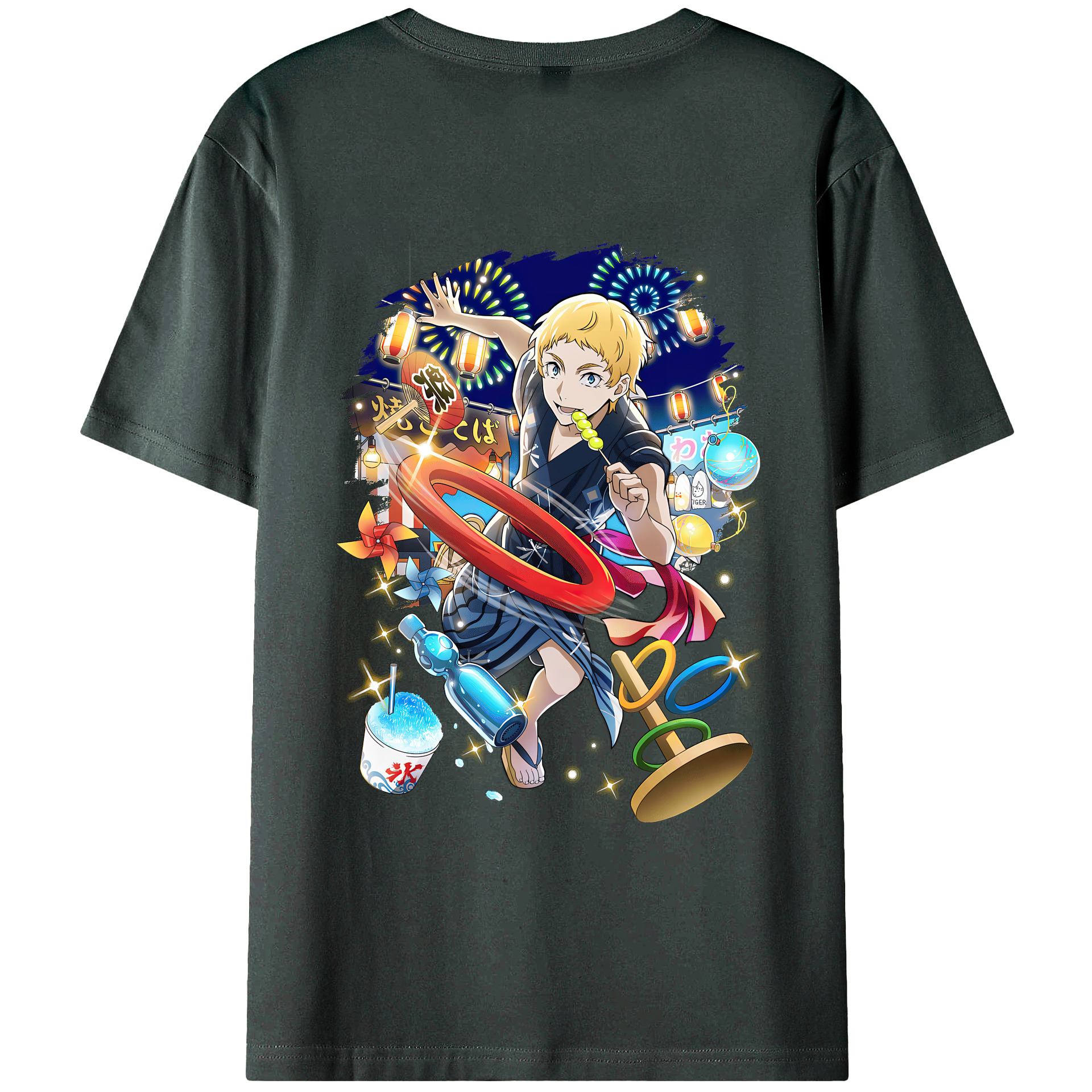 （画像用） 文豪ストレイドッグス Bungo Stray Dogs 綿100％ メンズ半袖Tシャツ（バックプリント） 通気性